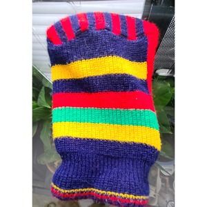 vintage toddler colorful knit ski mask hat snow suit  striped